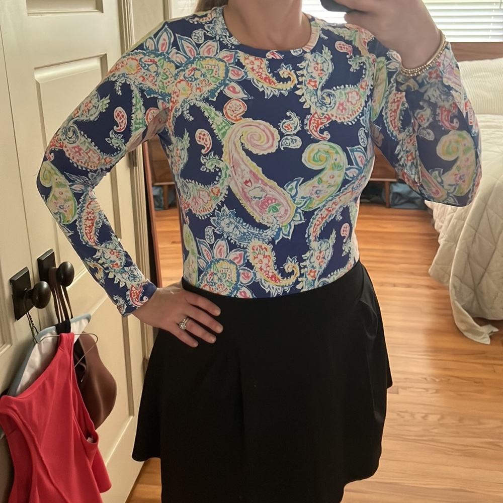 IBKUL Sharon Crew Neck Top S Long Sleeve Multi UPF 50 Golf Shirt